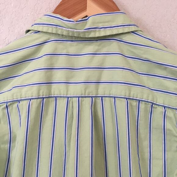 Gap Boys Sz XS 4/5 Green and Blue Button Striped Shirt 100% Cotton‎ - Picture 4 of 10